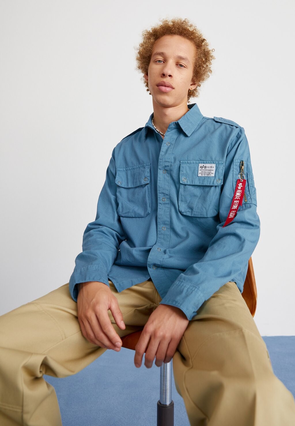 

Рубашка Alpha Industries, бирюзовый