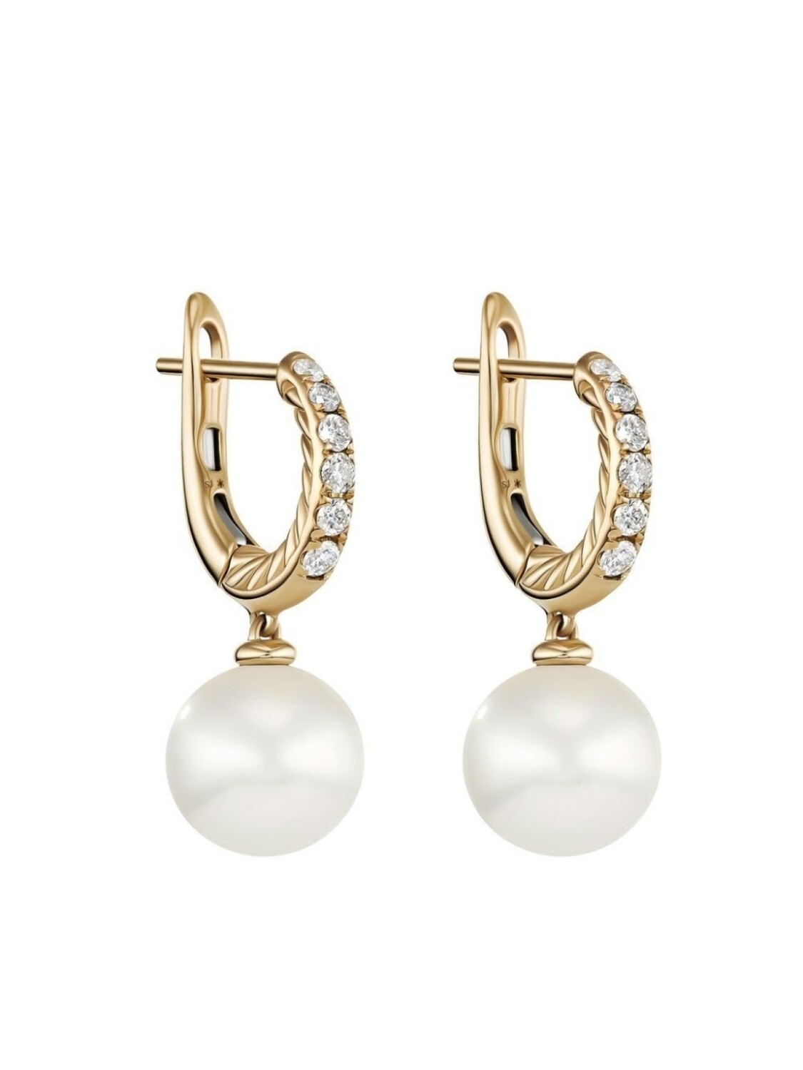 

Серьги-кольца с жемчугом и бриллиантами David Yurman, золотой