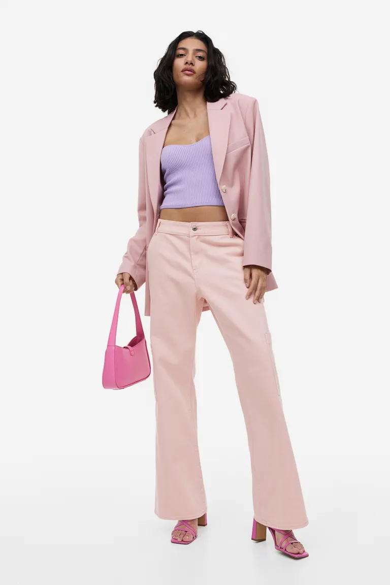

Широкие брюки-карго H&M, розовый