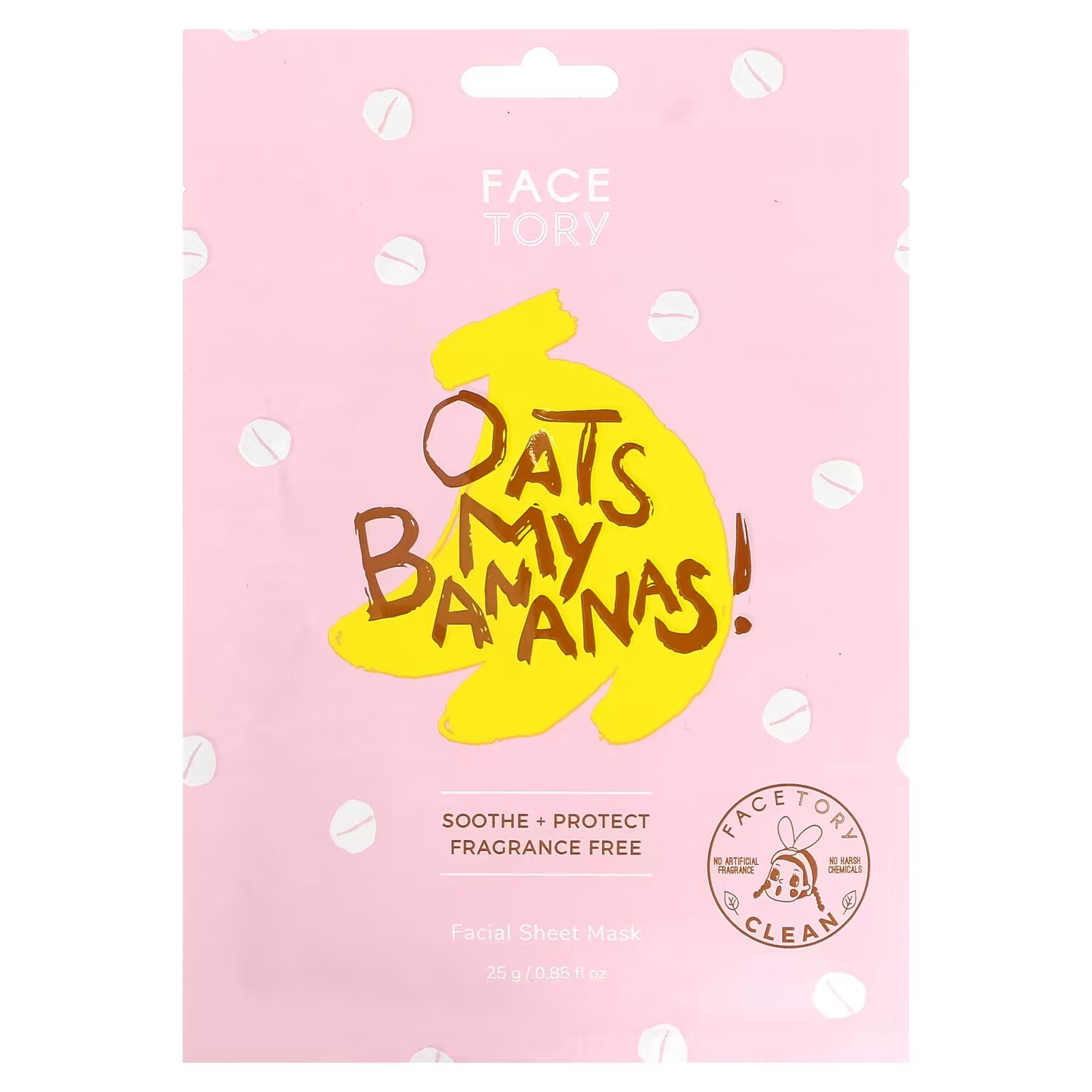 Тканевая маска для лица FaceTory Oats My Bananas, 25 гр. facetory oats my bananas тканевая маска для лица 1 шт 25 г 0 85 жидк унции