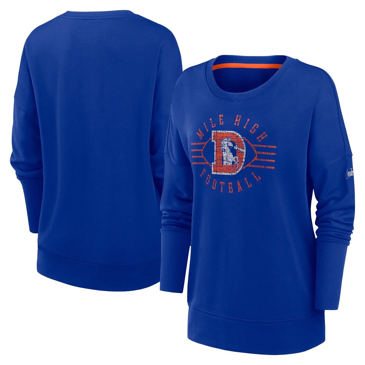 

Женский пуловер Nike Royal Denver Broncos Rewind Playback Icon Performance Nike