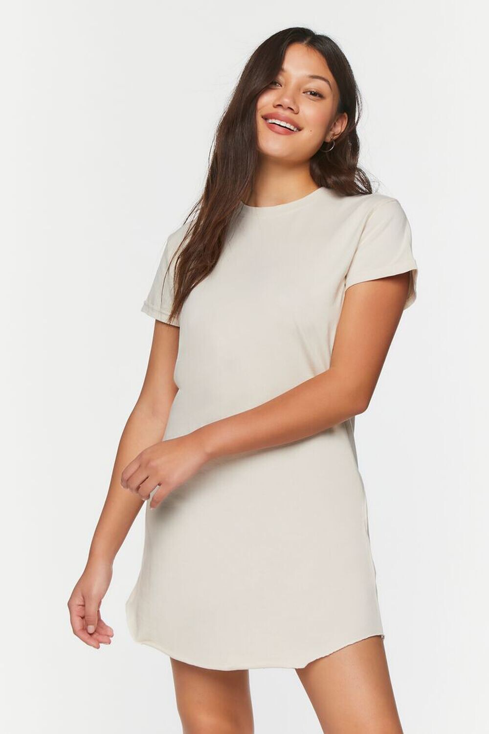 

Мини-платье-футболка Raw Cut Forever 21, ванилла