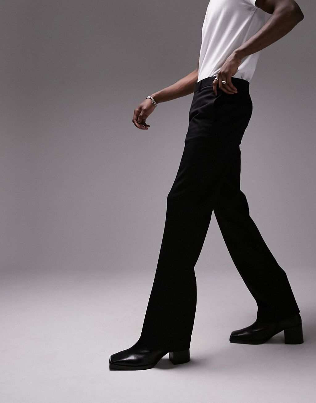 

Черные элегантные прямые брюки-клеш Topman