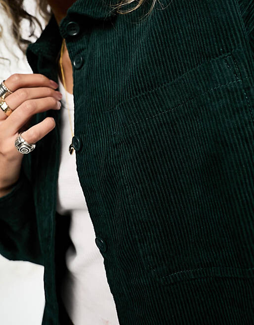

Темно-зеленая рубашка oversize с длинными рукавами Monki