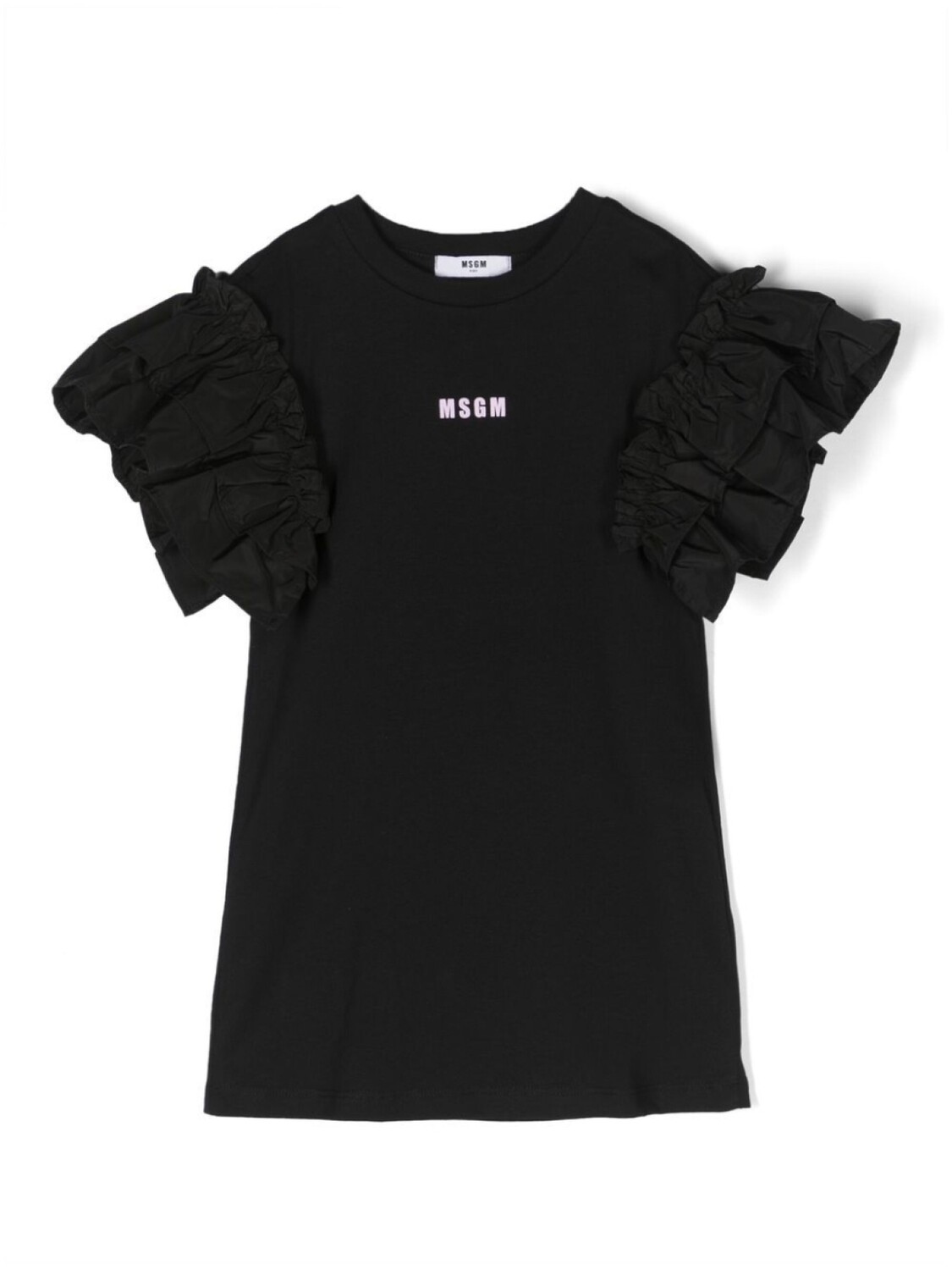 

MSGM Kids платье с оборками на рукавах, черный
