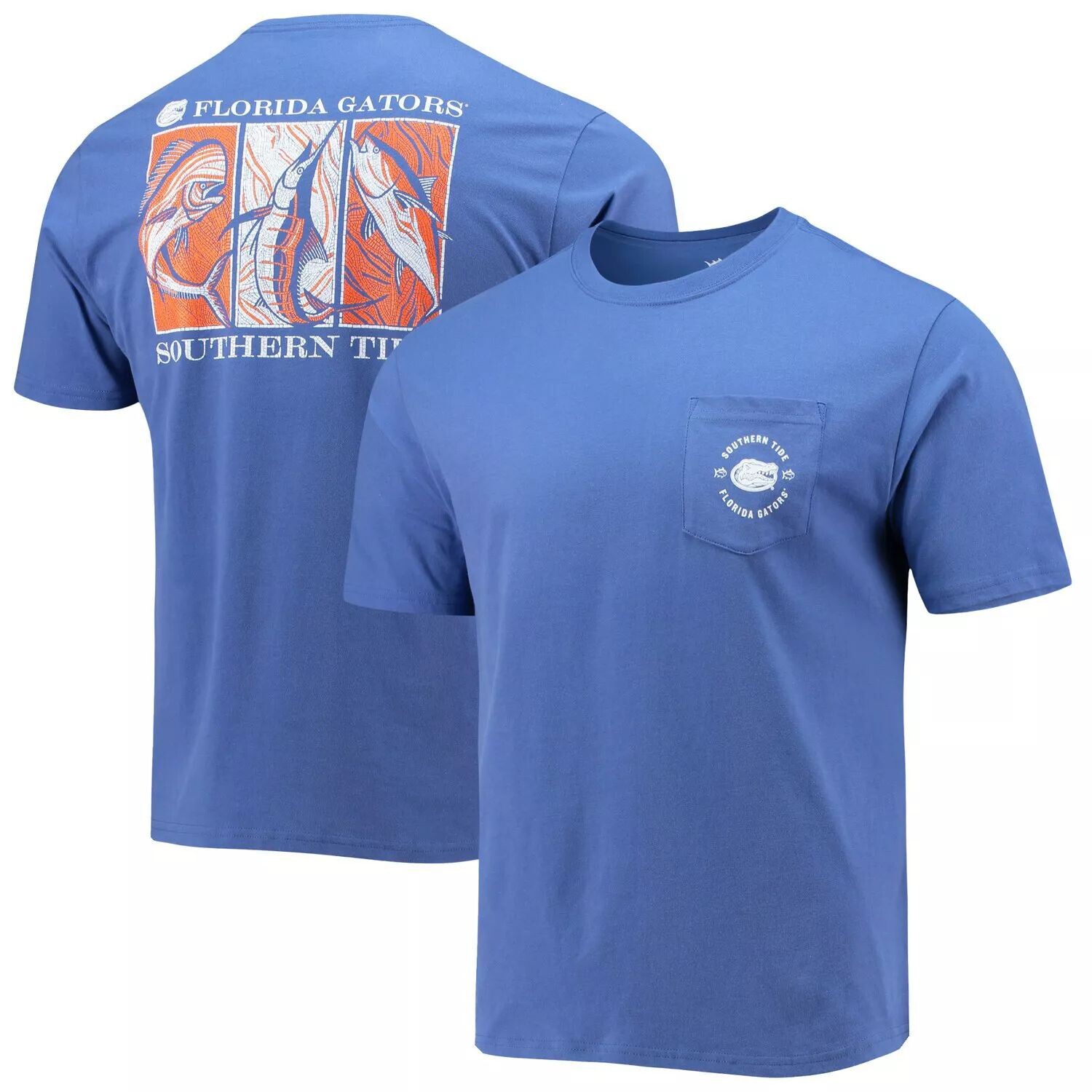

Мужская футболка Southern Tide Royal Florida Gators Game Day с мозаикой и рыбой