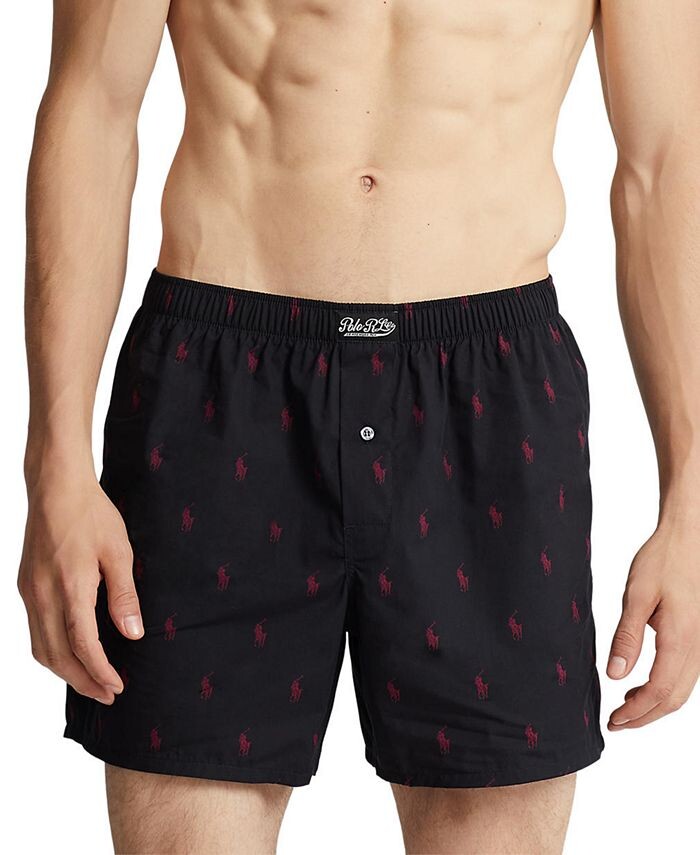 

Мужские тканые боксеры с принтом пони Polo Ralph Lauren, черный