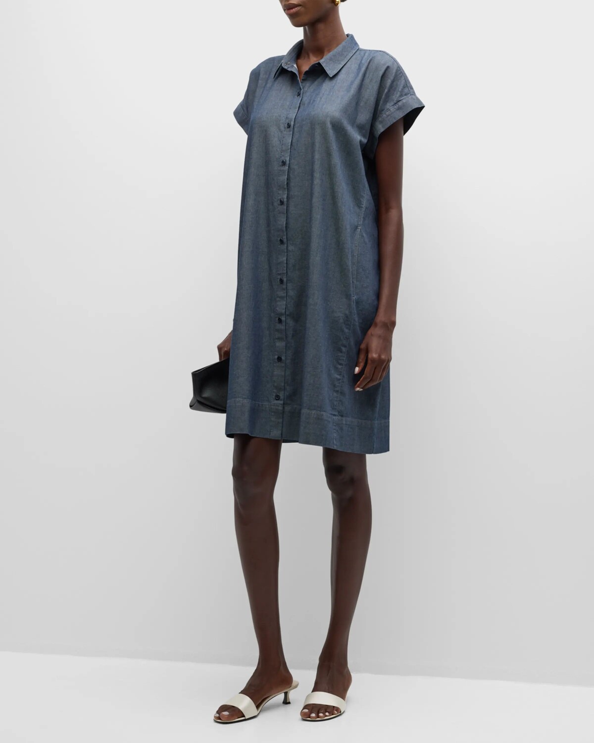 

Платье-рубашка из твила из органического хлопка Petite Eileen Fisher, цвет Denim