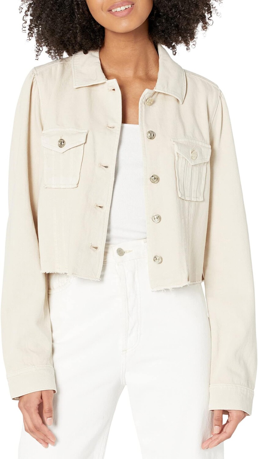 

Куртка Pacey Cropped Denim Jacket w/ Raw Hem Paige, цвет Soft Beige