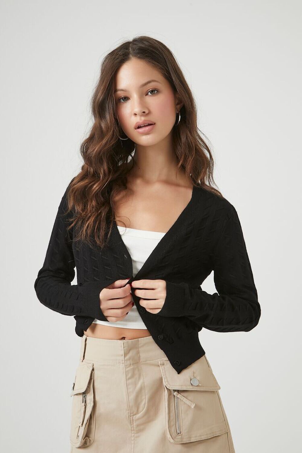 

Укороченный свитер-кардиган Forever 21, черный