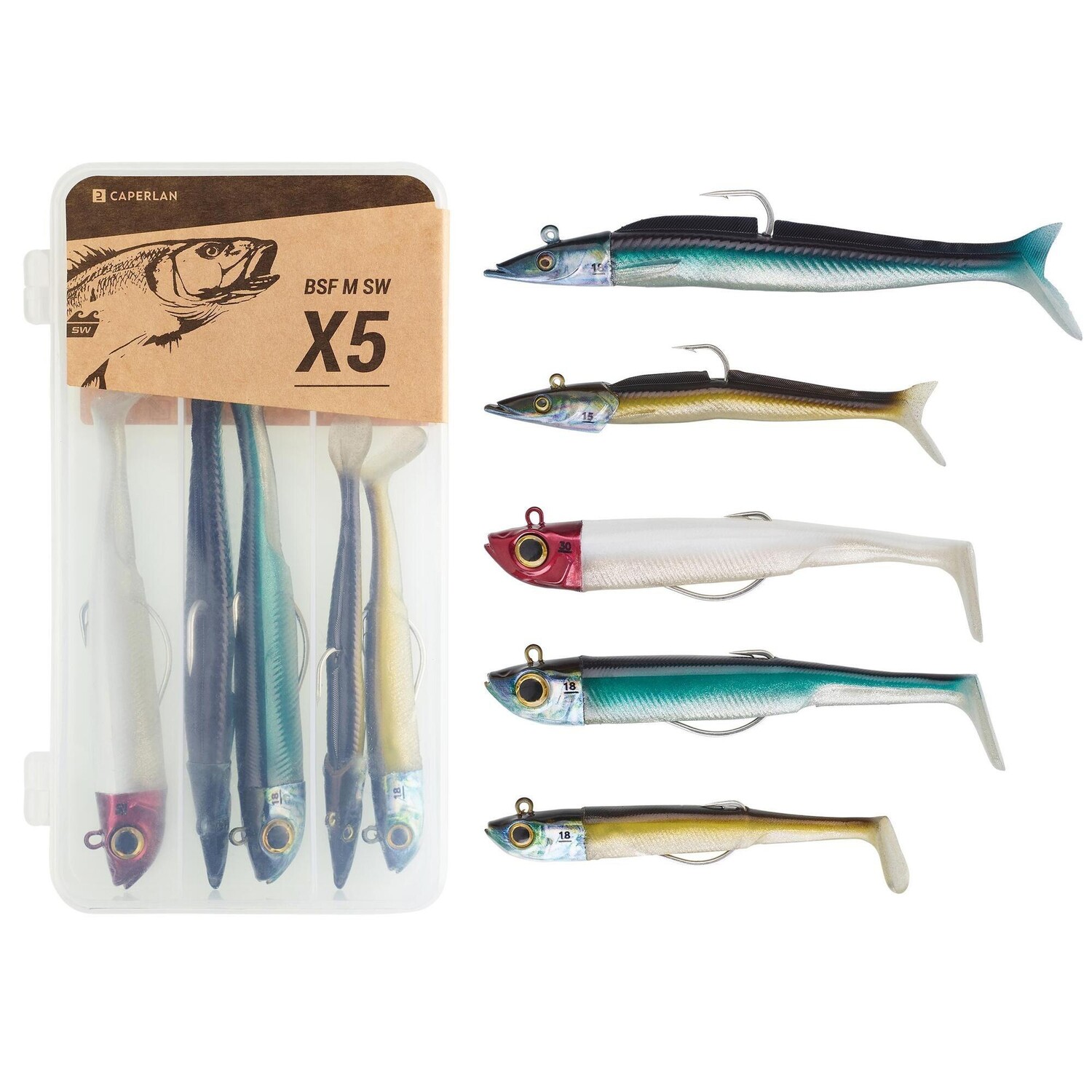 

Набор мягких приманок Decathlon Sea Fishing Bsf M Sw Caperlan, мультиколор