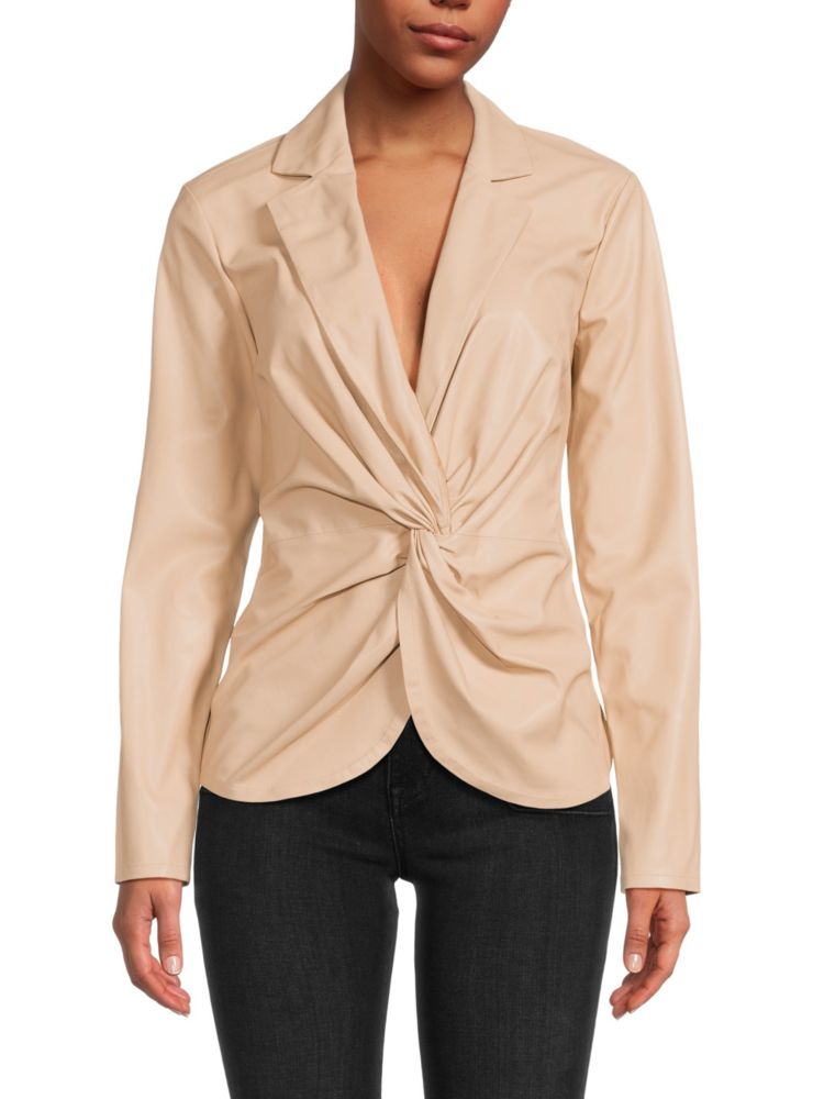 Блузка из перекрученной искусственной кожи Donna Karan, цвет Palomino