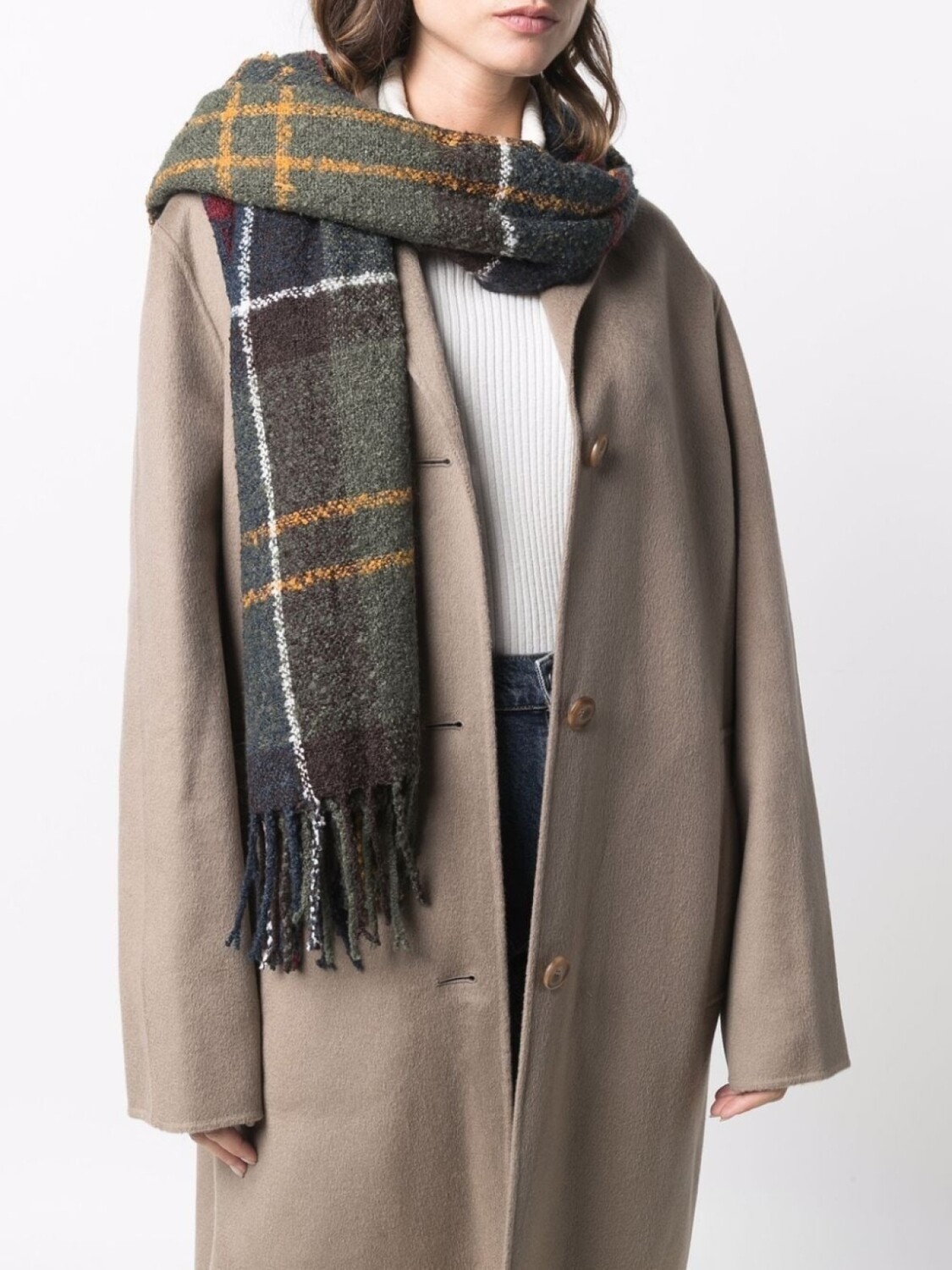 

Barbour шарф из букле в клетку тартан, зеленый