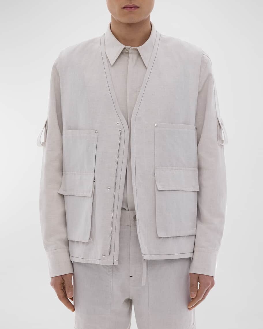 

Мужской жилет-карго из смесового льна и саржи Helmut Lang, Серый