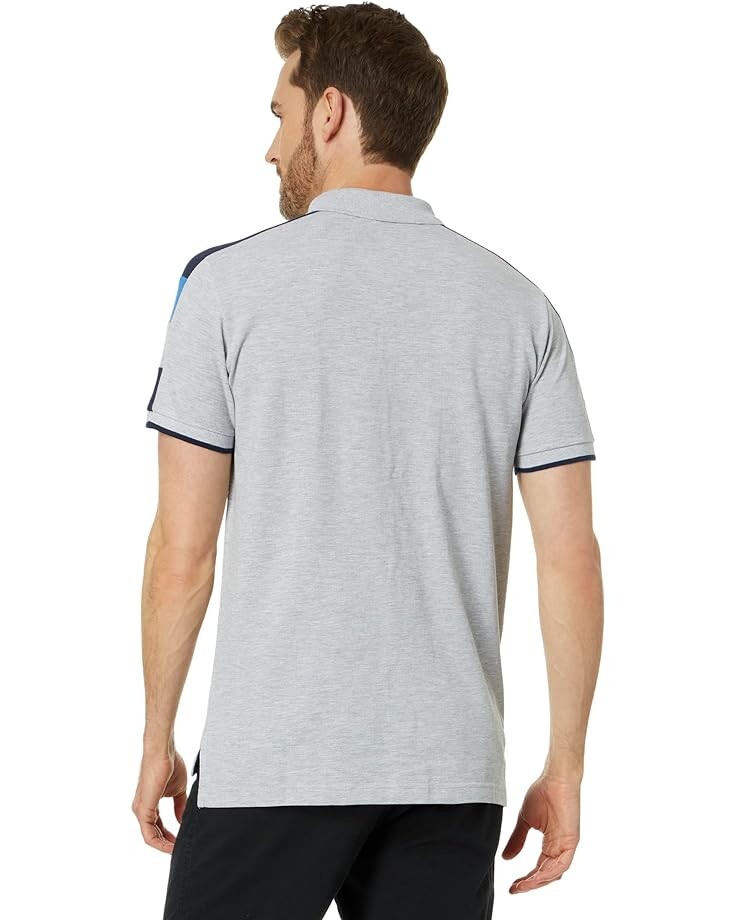

Поло U.S. POLO ASSN. Short Sleeve Color-Block Pique Knit Polo Shirt, цвет Heather Light Grey