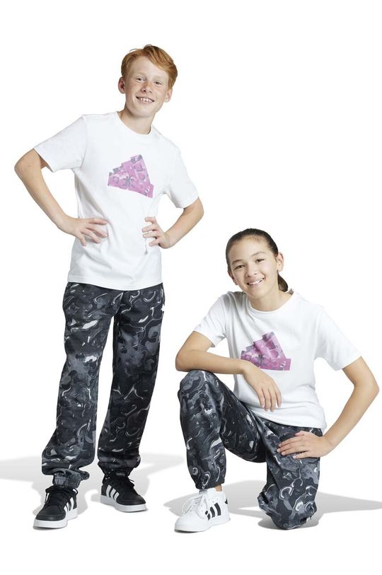 Хлопковая футболка для детей adidas, белый фото