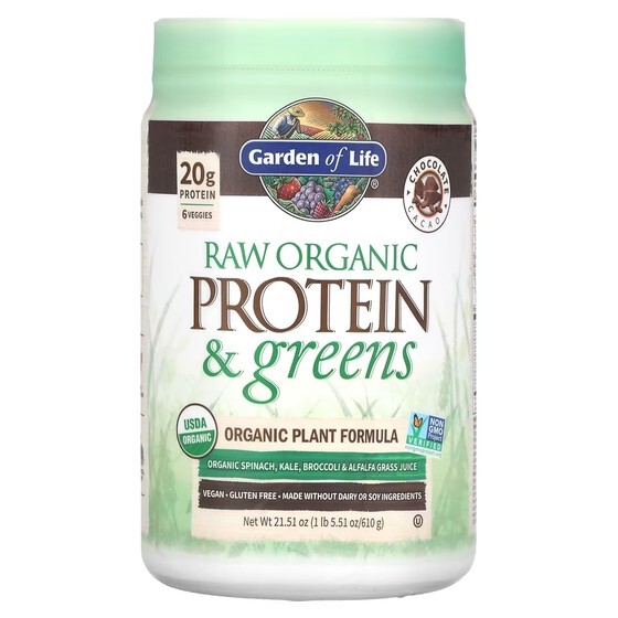

Протеиновый порошок Garden of Life RAW Organic Protein & Greens растительная формула шоколадный какао, 610г