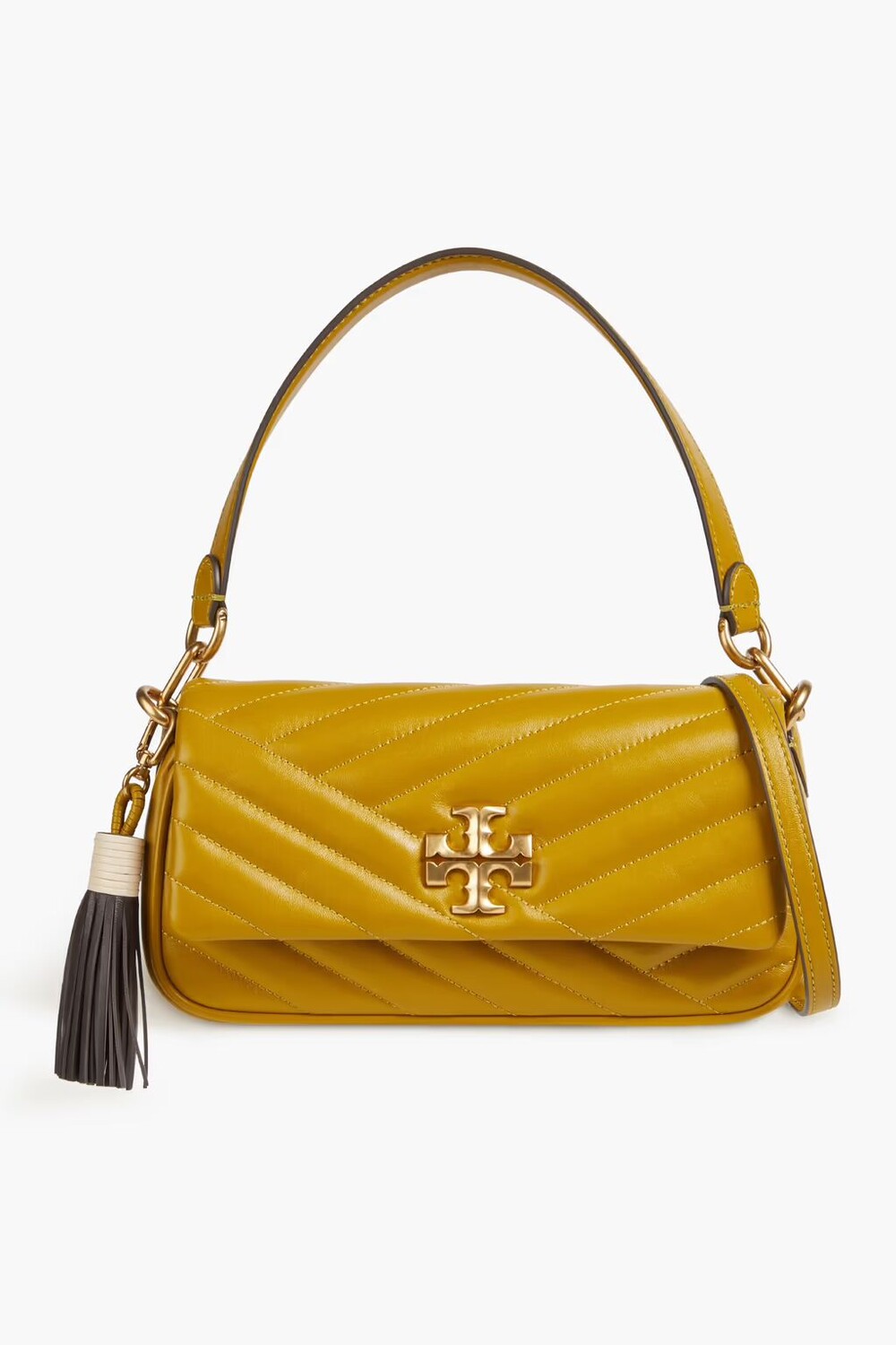 

Стеганая кожаная сумка на плечо Kira Tory Burch, горчица