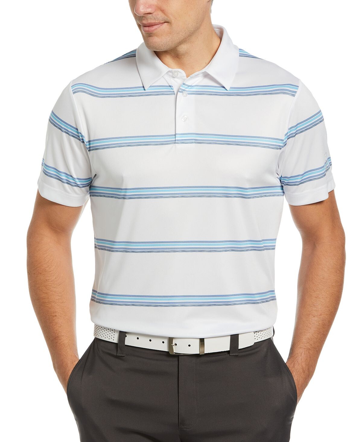 

Мужская рубашка-поло для гольфа с короткими рукавами в полоску Space Dye Stripe PGA TOUR