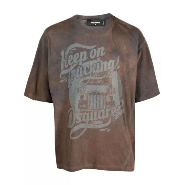 

Футболка graphic-print brown cotton t-shirt Dsquared2, серый