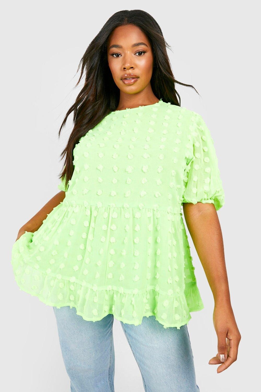 

большой топ из шифона добби Boohoo, лаймовый