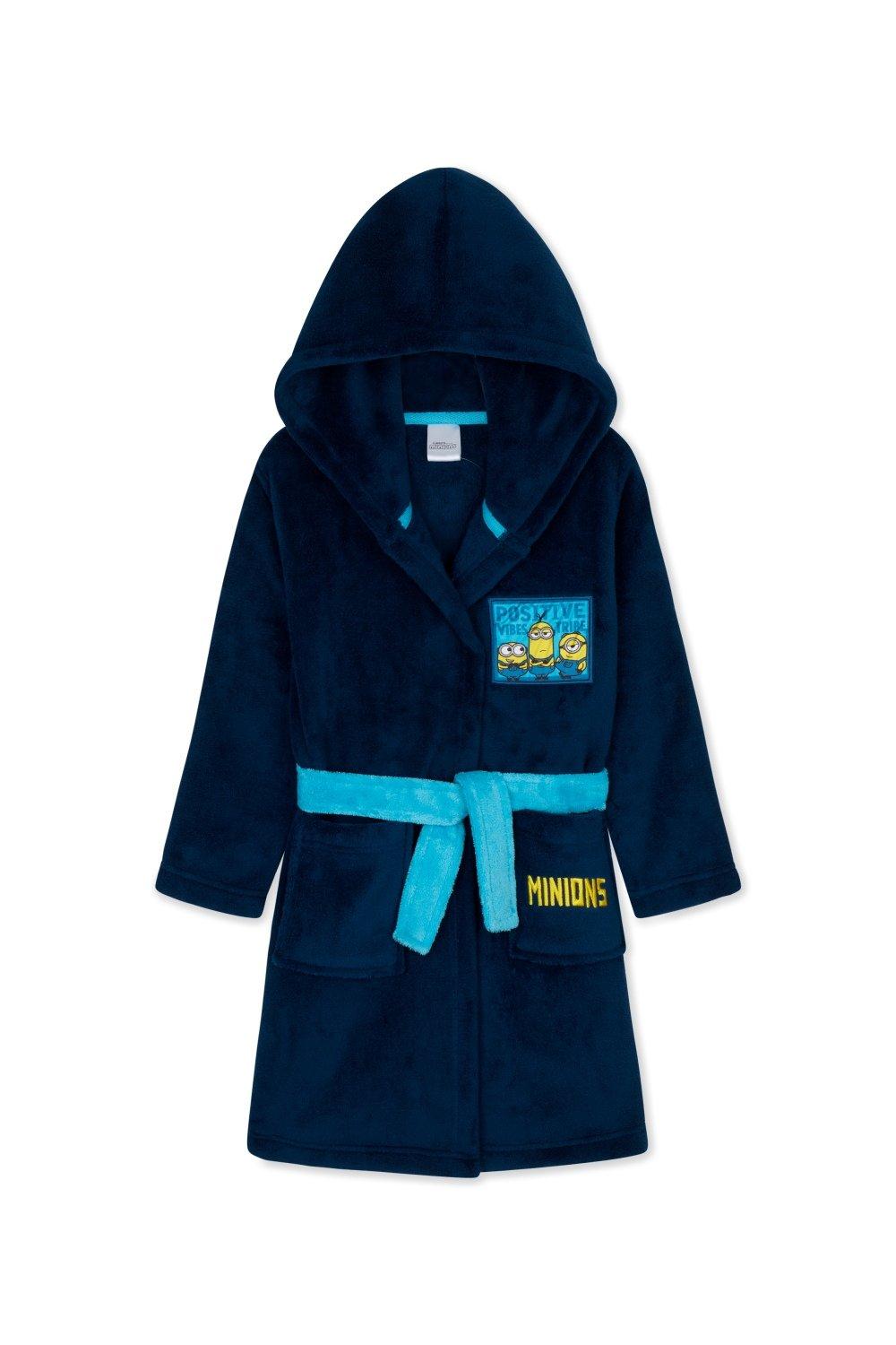 Пышный халат с капюшоном Minions, синий цена и фото