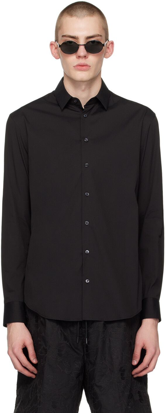 

Черная узкая рубашка Giorgio Armani