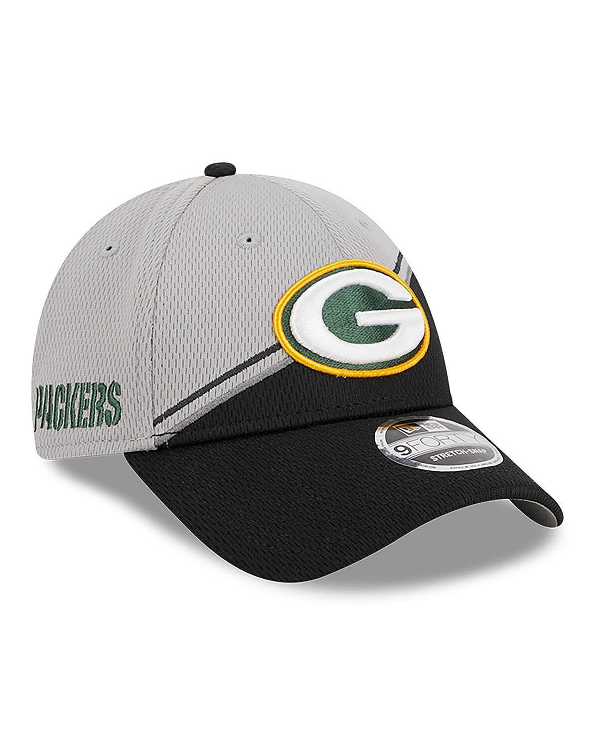 

Мужская серая, черная регулируемая кепка Green Bay Packers 2023 Sideline 9FORTY New Era