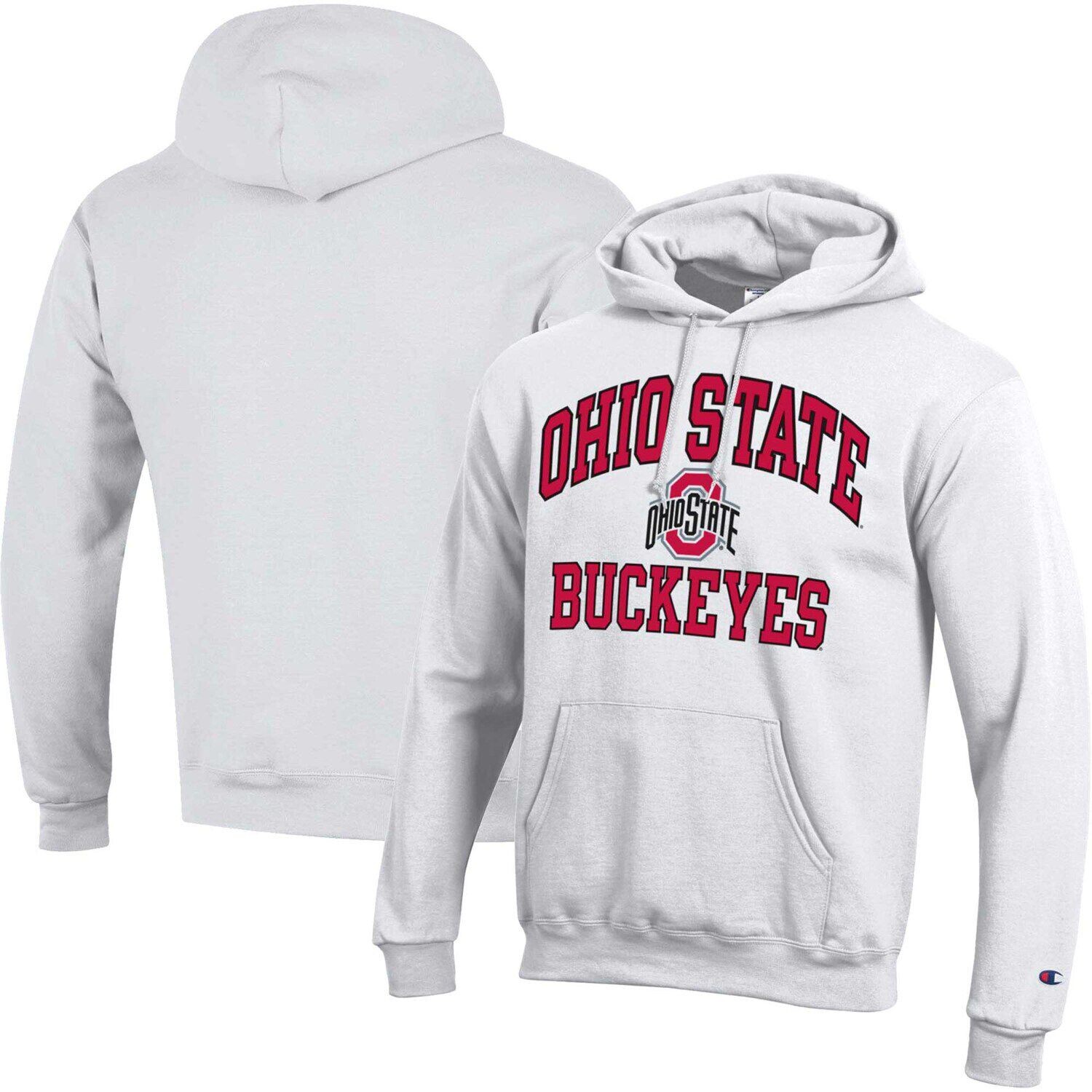 

Мужской белый пуловер с капюшоном Ohio State Buckeyes High Motor Champion
