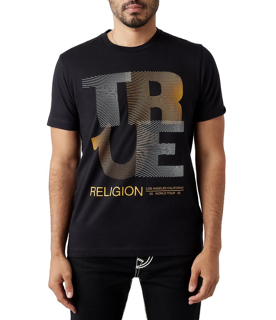 Футболка True Religion с короткими рукавами на подкладке, черный