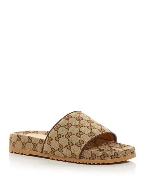 

Мужские шлепанцы с принтом GG Gucci, цвет Tan/Beige