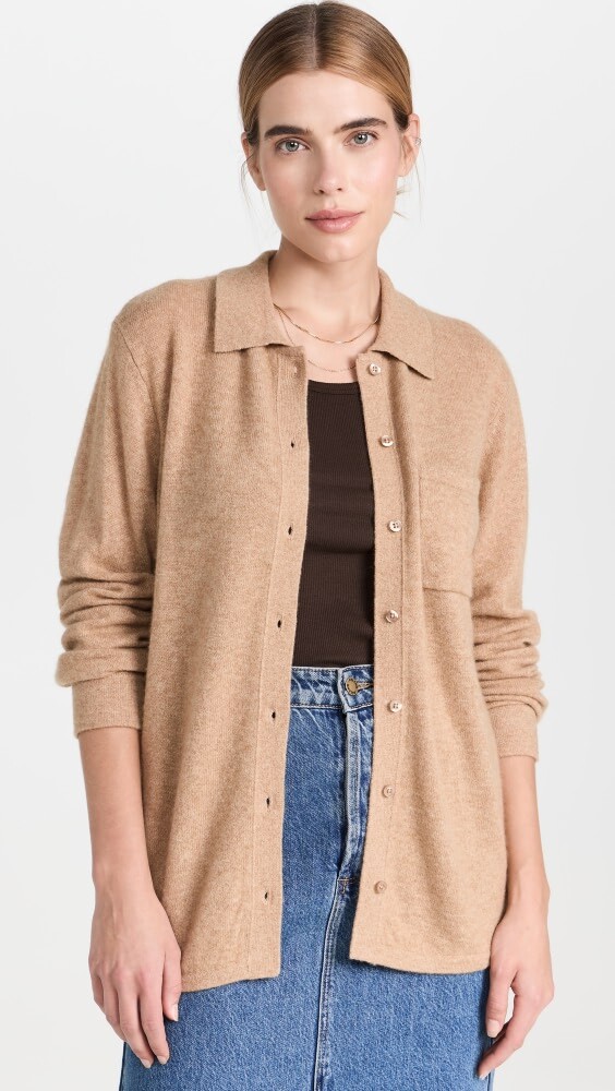 

Рубашка White + Warren Cashmere Button Down, кэмел