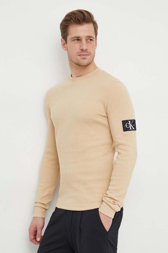 

Хлопковая толстовка Calvin Klein Jeans, бежевый