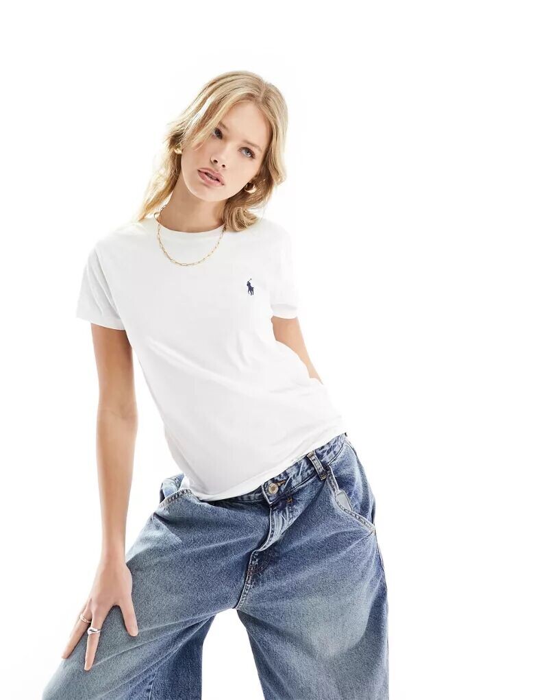

Белая футболка с круглым вырезом и логотипом Polo Ralph Lauren