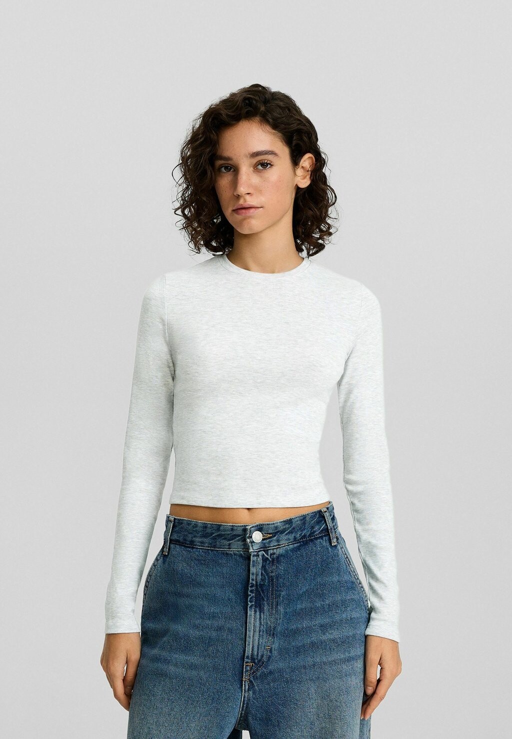 

Рубашка с длинным рукавом Bershka, цвет mottled grey