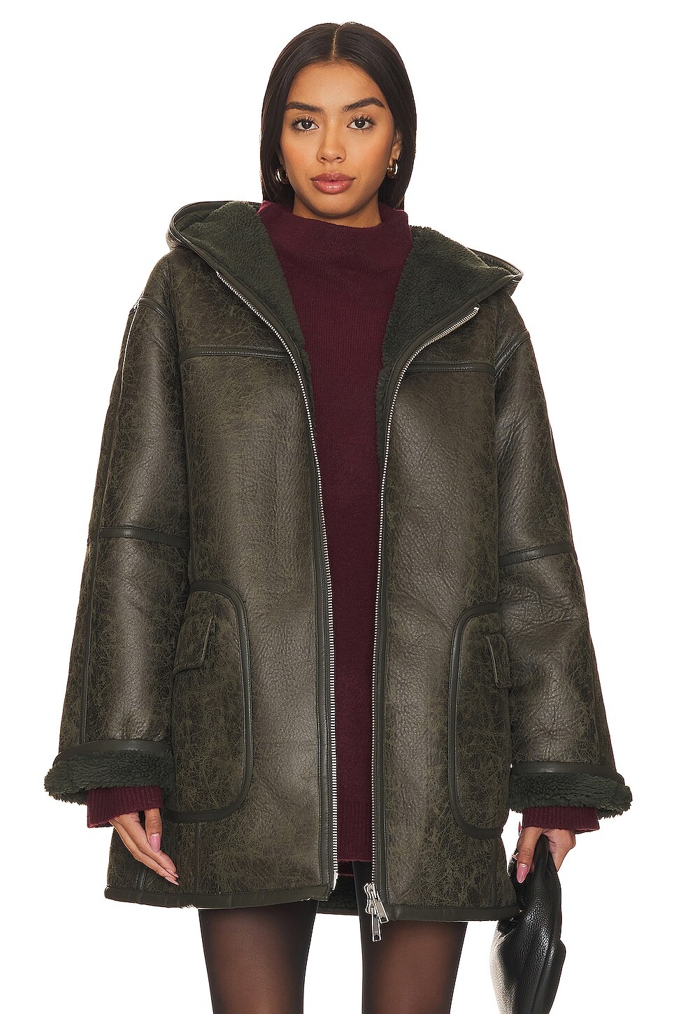 

Куртка Free People Miller Faux Leather In Forest Combo, цвет Forest Combo