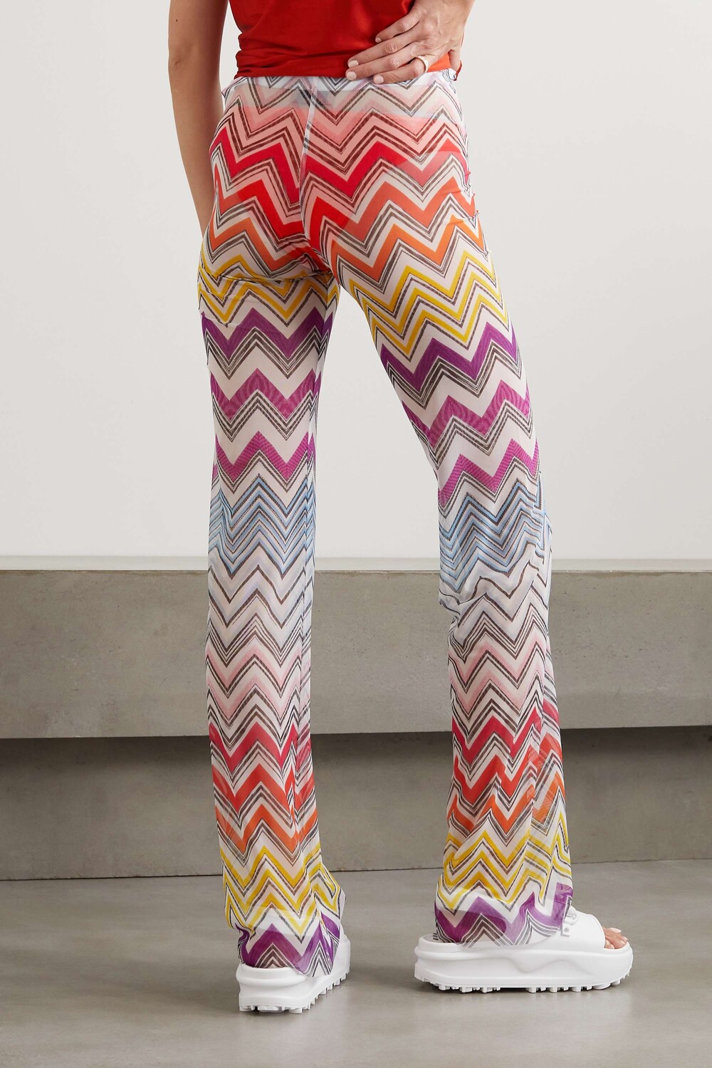 

MISSONI расклешенные брюки Mare из эластичного тюля в полоску, розовый