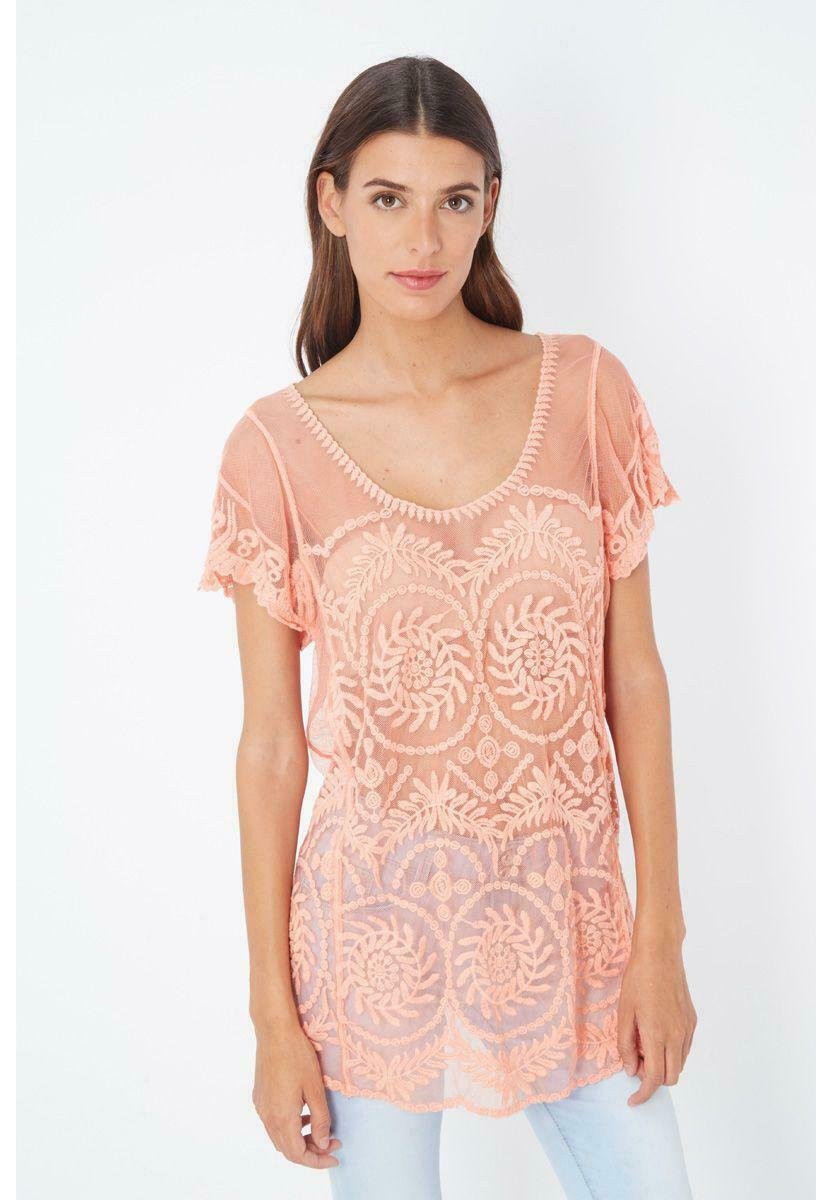 Блуза La Morena с кружевом, розовый цена и фото