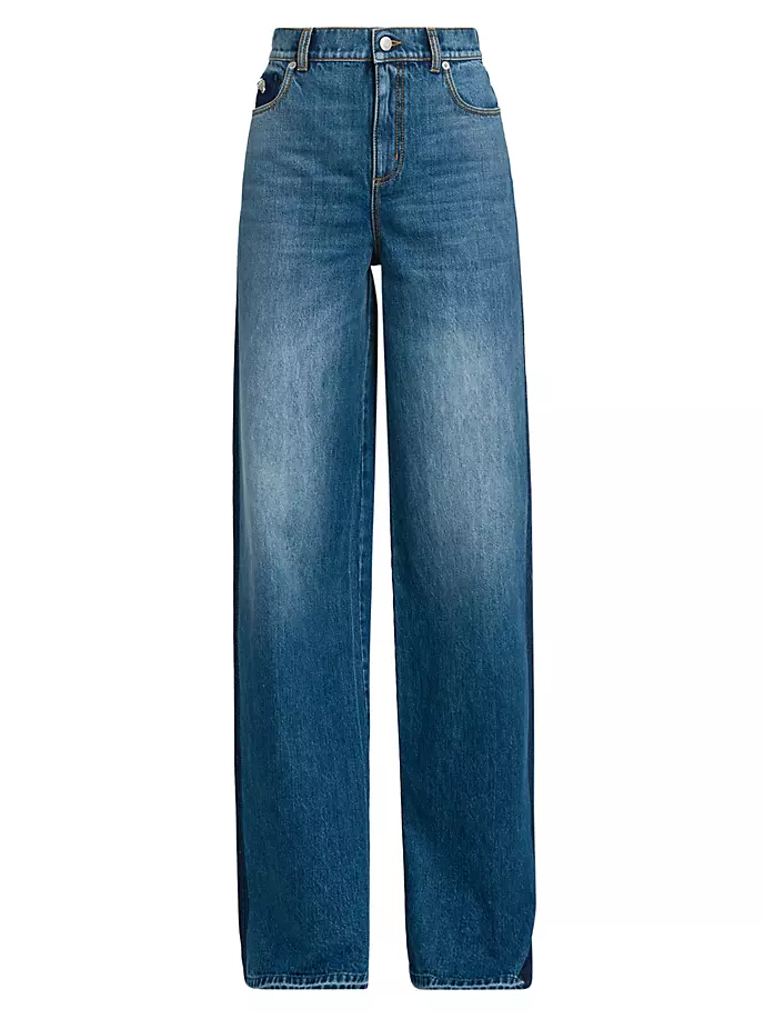 

Джинсы из денима с высокой посадкой и широкими штанинами Alexander Mcqueen, цвет worn wash