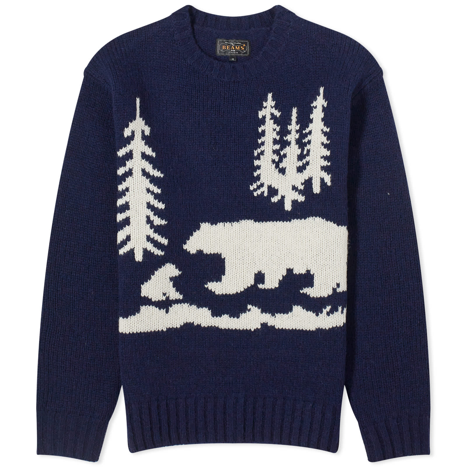 цена Джемпер Beams Plus Intarsia, цвет Navy Bear Print