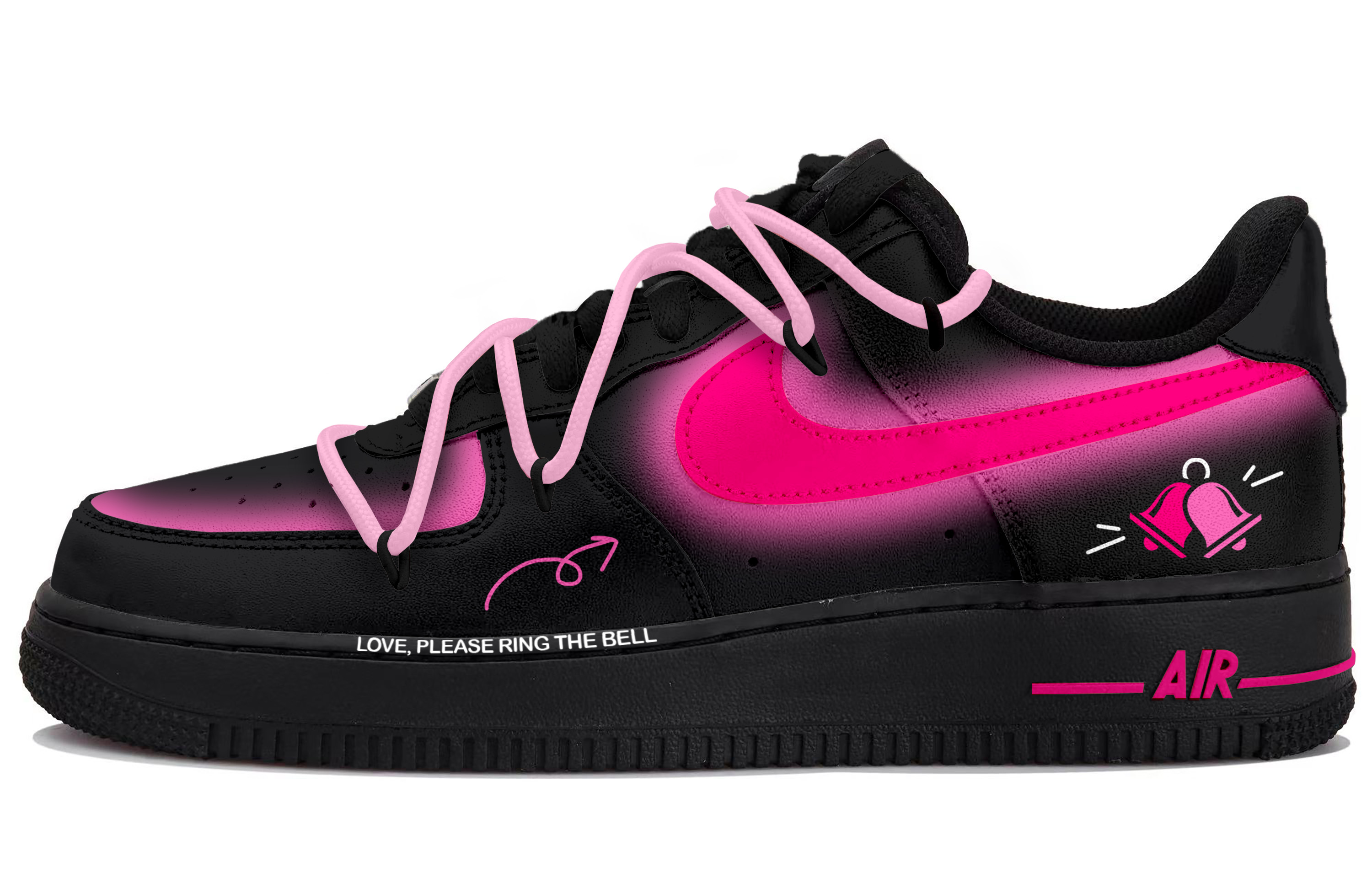 

Кроссовки Nike Air Force 1 Skateboarding Shoes Women's Low-top Black/pink, черный/розовый