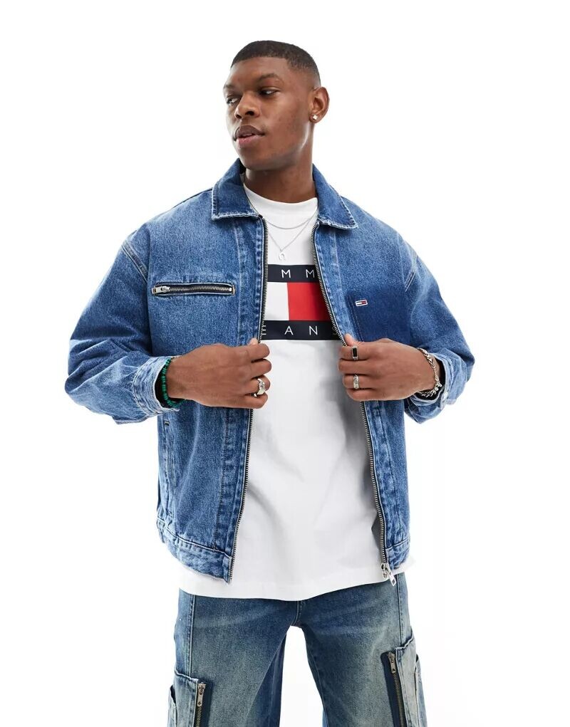 

Джинсовая куртка оверсайз на молнии Tommy Jeans Aiden средней стирки
