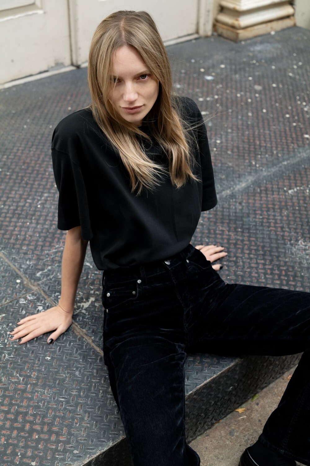 

Хлопковая футболка ZARA, черный