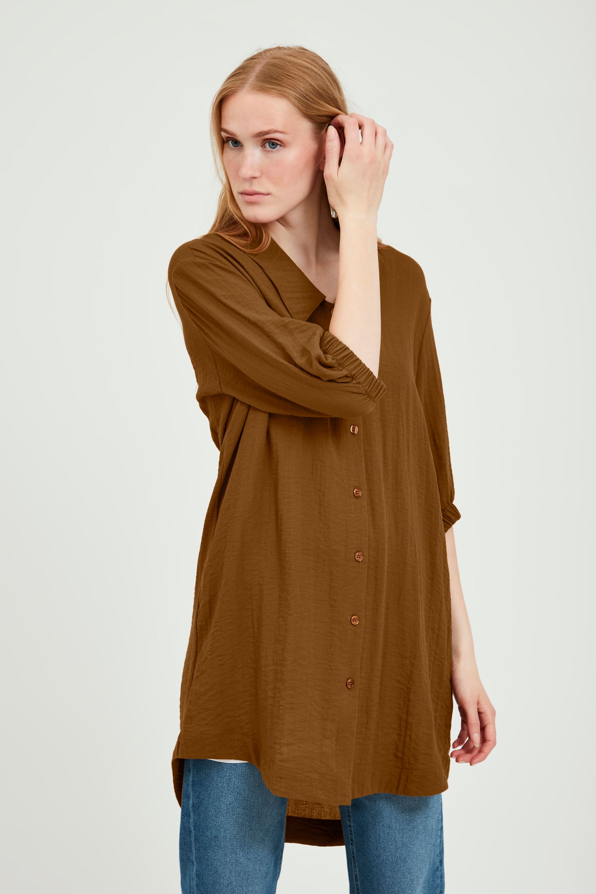 Блуза b.young Long BYDELAN SHIRT TUNIC, коричневый muslim tunic turkey jolly camel shirt