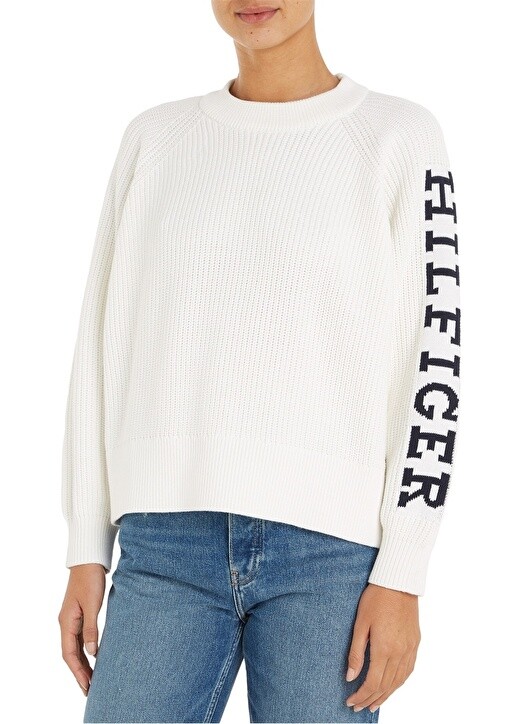 

Белый свитер с круглым вырезом Tommy Hilfiger