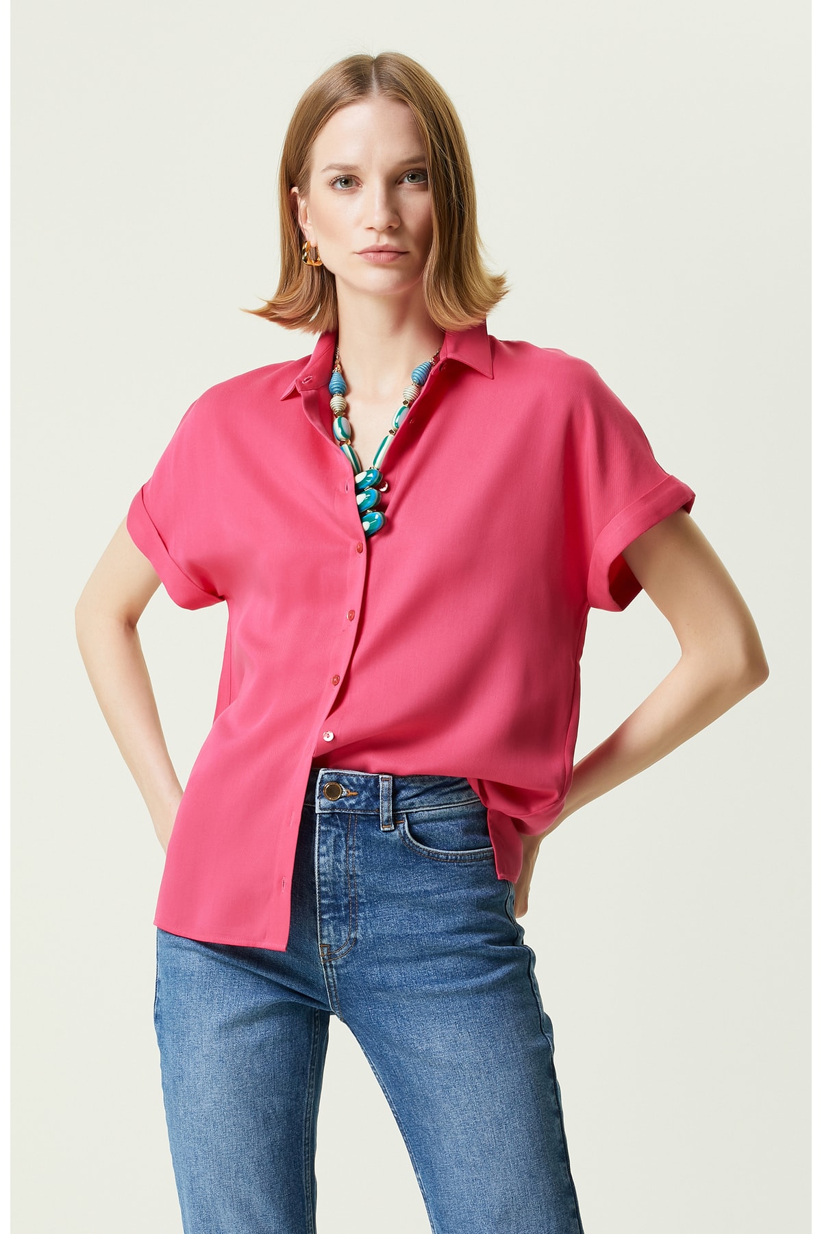 

Рубашка с коротким рукавом цвета фуксии Network, розовый