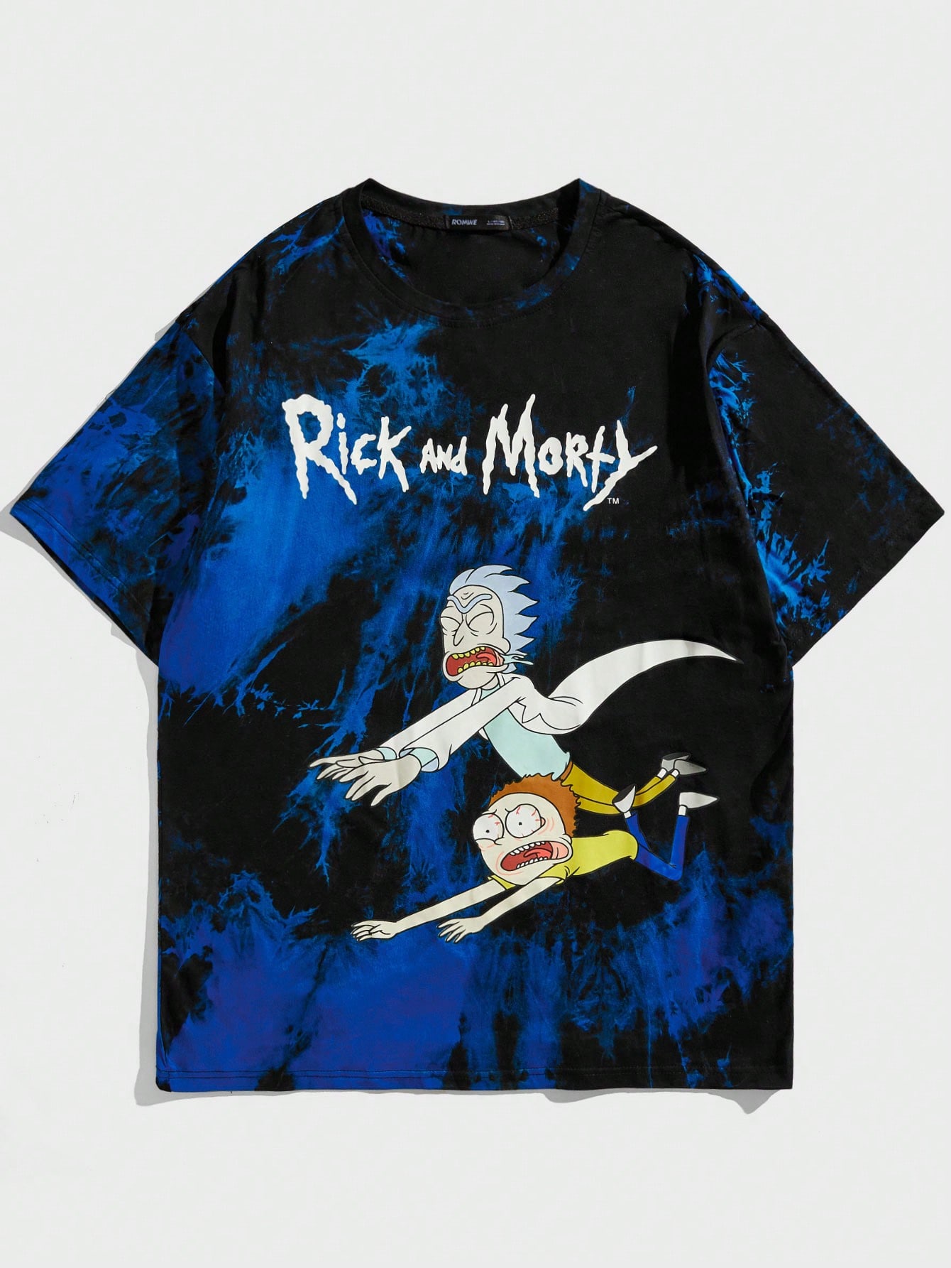 Рик и Морти | Мужская футболка ROMWE с мультяшным буквенным принтом для повседневного ношения весной и летом, многоцветный
