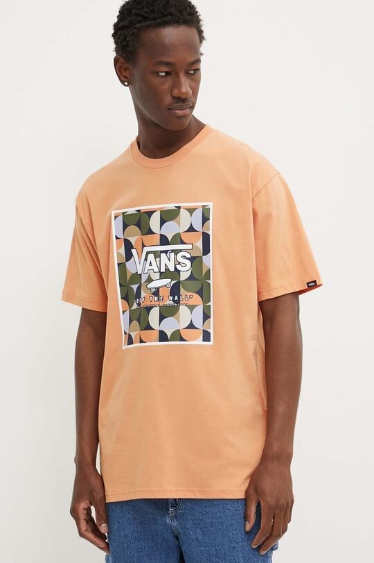 Хлопковая футболка Vans, оранжевый