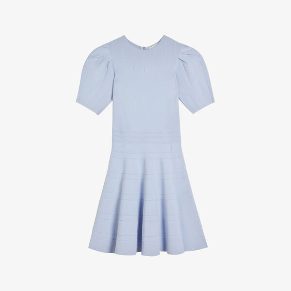 

Бархатное мини-платье из эластичной ткани с пышными рукавами Ted Baker, синий