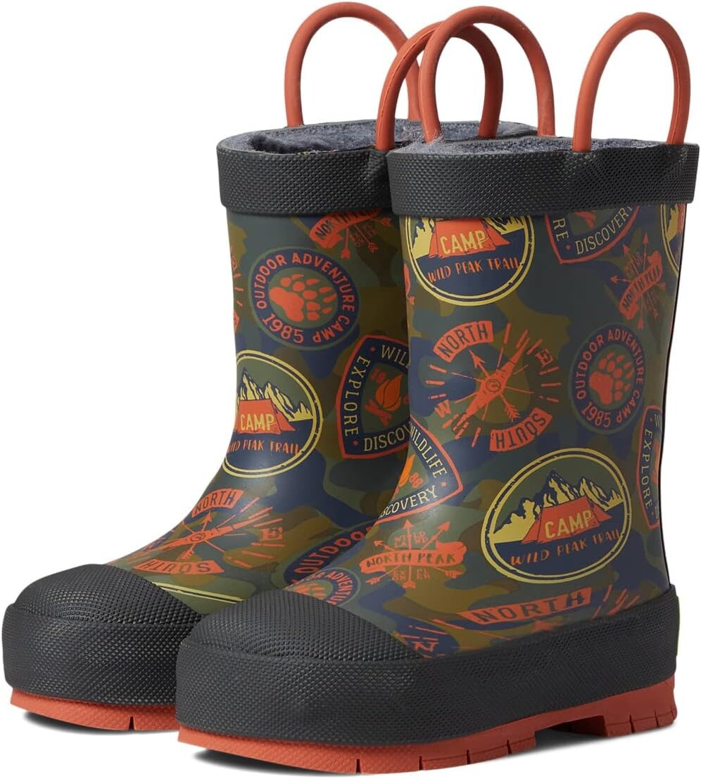 

Ботинки Western Chief Kids Adventure Patch Rain Boot, оливковый